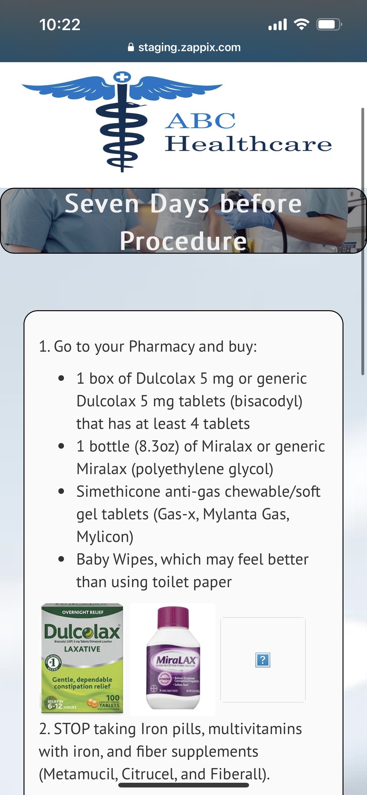 screenshot of Zappix Digital Patient Engagement
